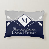 ネイビーブルーグレーモノグラムパドルレイクハウス アクセントクッション (裏面)