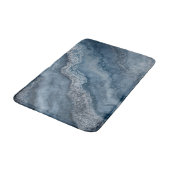 ネイビーブルーグレーライトブルーコンテンポラリーホワイト バスマット (アングル)