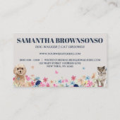 ネイビーブルーグレー猫犬ペット 名刺 (裏面)