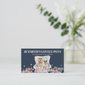 ネイビーブルーグレー猫犬ペット 名刺 (スタンド正面)