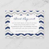 ネイビーブルーグレー男の子の赤ちゃんシャワーのブックリクエスト エンクロージャーカード (正面)