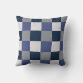 ネイビーブルーグレー白チェッカーボードパターン クッション (裏面)
