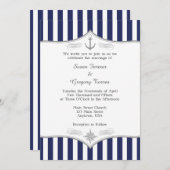 ネイビーブルーグレー航海の結婚式招待状 招待状 (正面/裏面)