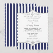 ネイビーブルーグレー航海の結婚式招待状 招待状 (正面/裏面)