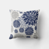 ネイビーブルーグレー花柄 クッション (裏面)