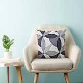 ネイビーブルーグレー&ホワイトジオ抽象芸術枕 クッション (椅子)