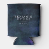 ネイビーブルーグロームスマンのカスタムウェディング 缶クーラー (正面)