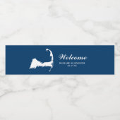 ネイビーブルーケープコッドの地図結婚の数 ペットボトルラベル (シングルラベル)