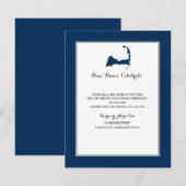 ネイビーブルーケープコッドの地図 |披露宴 招待状 (正面/裏面)