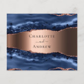 ネイビーブルーゲートバラ金ゴールド予算結婚式RSVP (裏面)