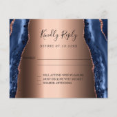 ネイビーブルーゲートバラ金ゴールド予算結婚式RSVP (正面)
