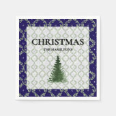 ネイビーブルーコテージコースクリスマス スタンダードカクテルナプキン (正面)