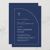 ネイビーブルーコミュニオン招待状 招待状 (正面/裏面)