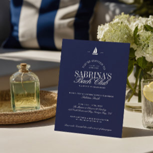 ネイビーブルーコースタルシックバチェロレッテ 招待状