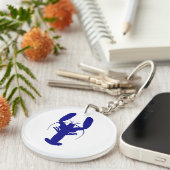 ネイビーブルーコースタルデコールロブスター キーホルダー (正面右)