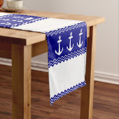 ネイビーブルーコースタルパターンいかり ショートテーブルランナー (インサイチュ)