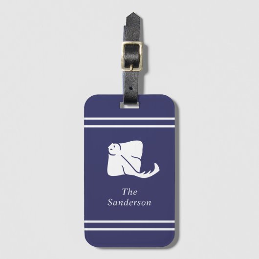 ネイビーブルーコースト航海のレーマントレイドア ラゲッジタグ (正面縦)