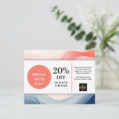 ネイビーブルーコーラルウォーターカラークーポン割引 ポストカード (スタンド正面)