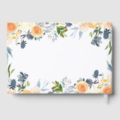 ネイビーブルーコーラルウォーターフローラ結婚ズ ゲストブック (裏面)