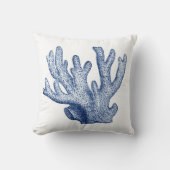 ネイビーブルーコーラルストライプビーチ装飾 クッション (正面)