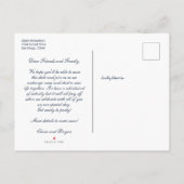 ネイビーブルーコーラルピーチフローラウェディングザデイト 案内ポストカード (裏面)