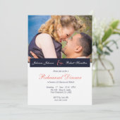 ネイビーブルーコーラルフォトリハーサルディナー招待状 招待状 (スタンド正面)