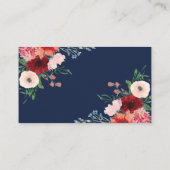 ネイビーブルーコーラルフローラ披露宴結婚のウェブサイト エンクロージャーカード (裏面)