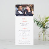 ネイビーブルーコーラルモダンフォト結婚のメニュー メニュー (スタンド正面)
