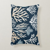 ネイビーブルーコーラルリーフ海洋生物海コースト アクセントクッション (正面(垂直))