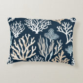 ネイビーブルーコーラルリーフ海洋生物海コースト アクセントクッション (裏面)