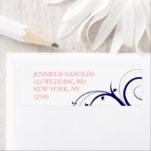 ネイビーブルーコーラル結婚スワーズ ラベル (インサイチュ)