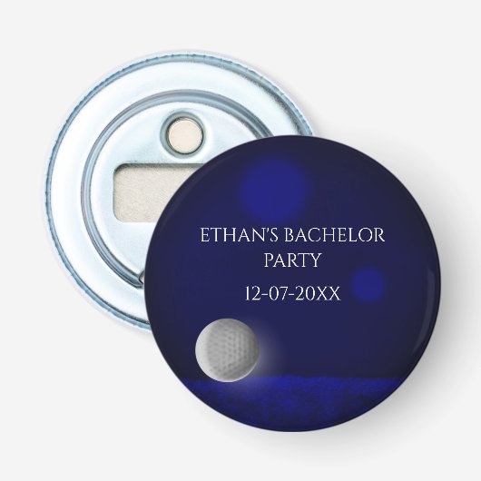 ネイビーブルーゴルフボールゴルフバチュラーパーティ 栓抜き (正面)