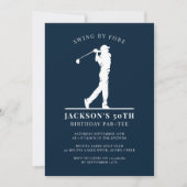 ネイビーブルーゴルフ誕生日パルティー 招待状 (正面)