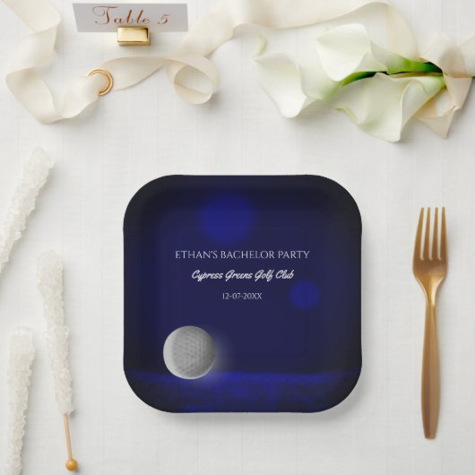 ネイビーブルーゴルフ – ゴルファーバチュラーパーティゴルフパーティー ペーパープレート (ウェディング)