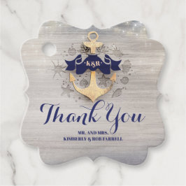 ネイビーブルーゴールデンいかり航海のサンキュー フェイバータグ