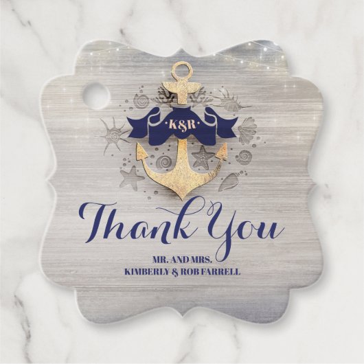 ネイビーブルーゴールデンいかり航海のサンキュー フェイバータグ (正面)