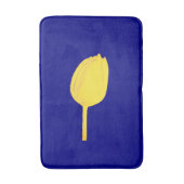 ネイビーブルーゴールデンイエローチューリップカラフルフローラかわいい バスマット (正面縦)