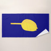 ネイビーブルーゴールデンイエローチューリップカラフルフローラ バスタオル (バスタオル)