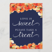 ネイビーブルーゴールデンポピー愛は甘いサイン 招待状 (正面)