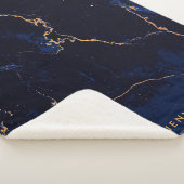 ネイビーブルーゴールデンマーブル シェルパブランケット (3/4)