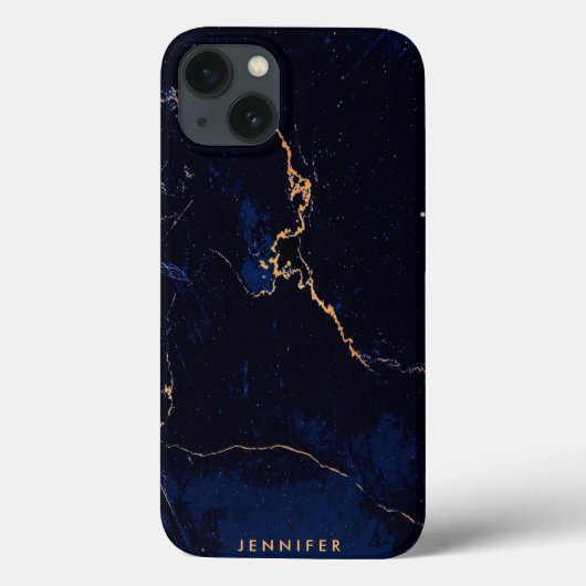 ネイビーブルーゴールデンマーブル Case-Mate iPhoneケース (裏面)