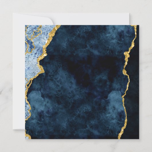ネイビーブルーゴールドフォイルアガテギルト結婚式招待状 招待状 (裏面)