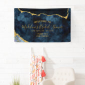 ネイビーブルーゴールドフォイルアゲートブライダルシャワーウェルカム 横断幕 (インサイチュ)