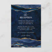 ネイビーブルーゴールドフォイルアゲードウェディングレセプション エンクロージャーカード (正面)