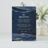 ネイビーブルーゴールドフォイルアゲードウェディングレセプション エンクロージャーカード (スタンド正面)