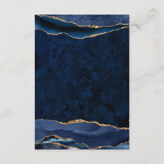 ネイビーブルーゴールドフォイルアゲードウェディングレセプション エンクロージャーカード (裏面)