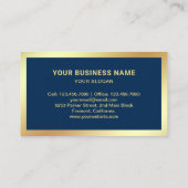 ネイビーブルーゴールドフォイルインクウエルフェザークイルペン 名刺 (裏面)