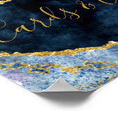 ネイビーブルーゴールドフォイルカードとギフトテーブルサイン ポスター (角)