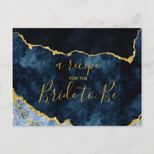 ネイビーブルーゴールドフォイルブライダルシャワーレシピカード ポストカード