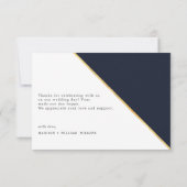 ネイビーブルーゴールドフォイル写真感謝 サンキューカード (裏面)